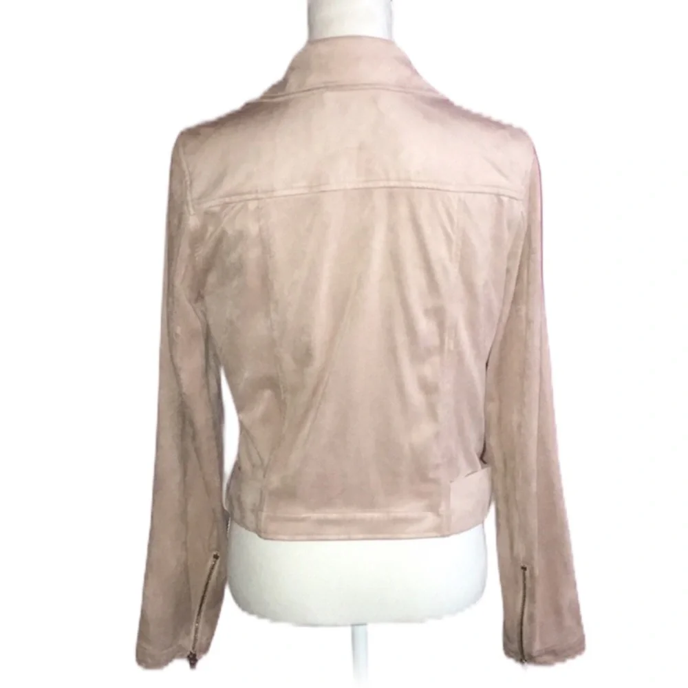 JENNIFER LOPEZ Pink Faux Suede Moto Jacket M